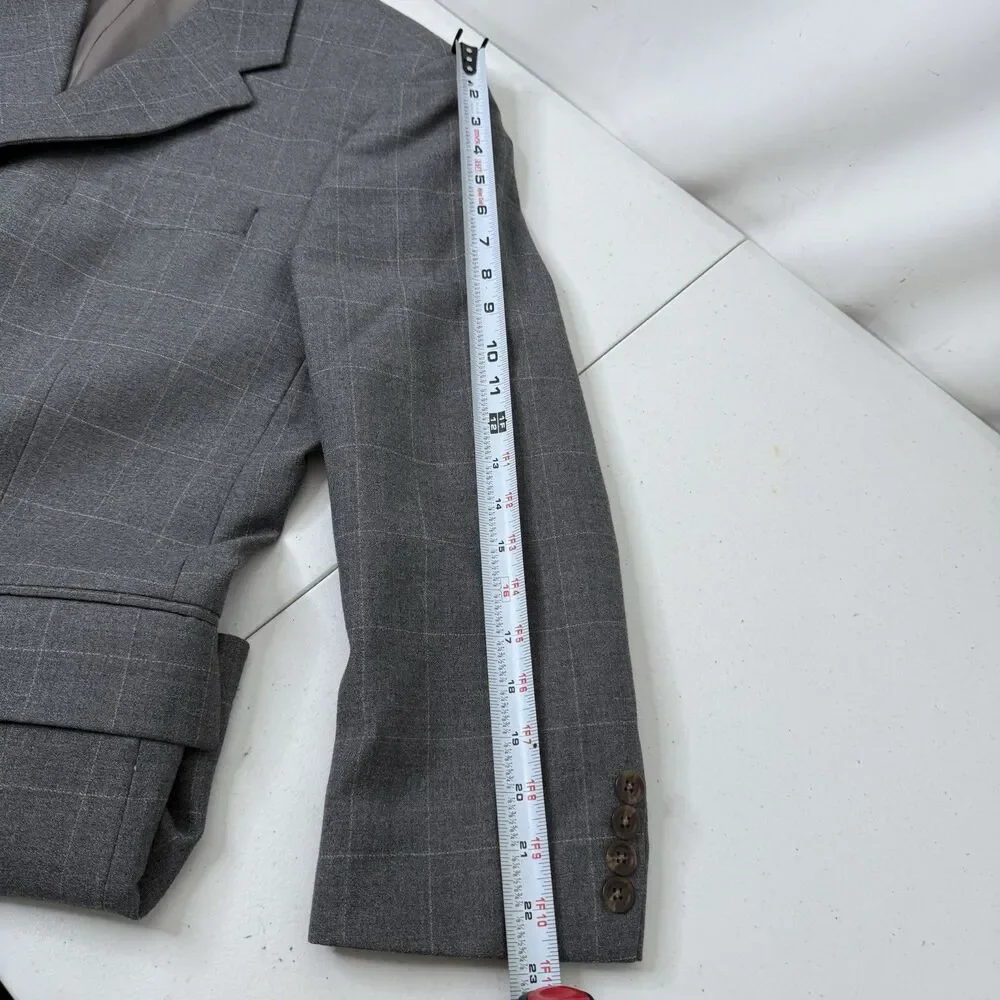 VTG 90s Ralph Lauren Wool 2Pc Suit 40R Gray 34 Waist Windowpane Plaid Canada